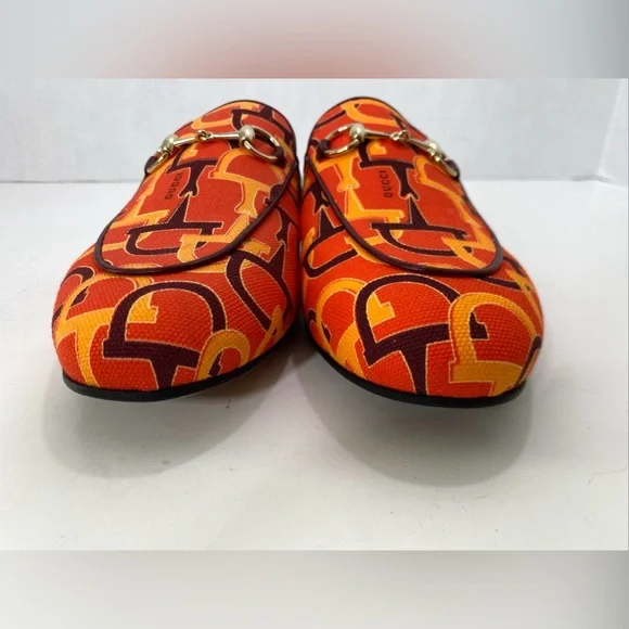 Gucci WOMEN’S ORANGE-RED PRINCETOWN HORSEBIT MULES Shoes EUR 36.5 US 6-6.5 NIB - Picture 7 of 14